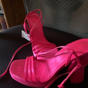 Hot pink strapped Heel